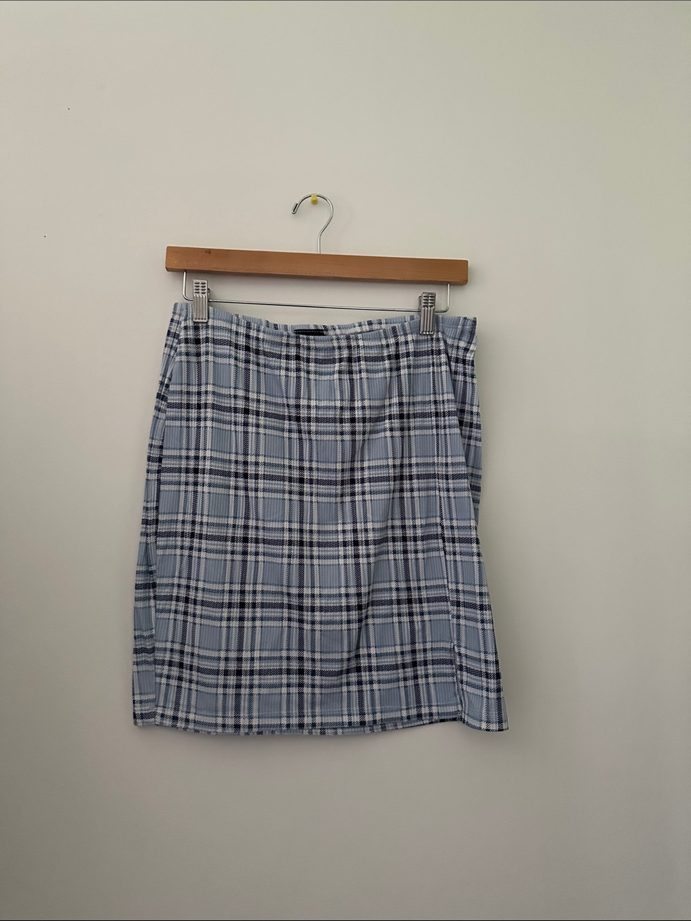Plaid A-Line Women's Skirt in Light Blue and White